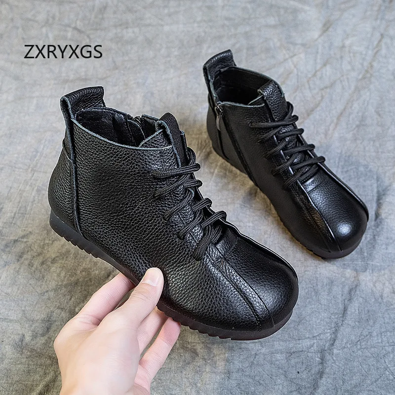 ZXRYXGS женские ботинки из воловьей кожи одна обувь новинка 2025 осенне-зимние удобная