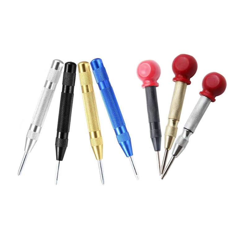 

Automatic Center Pin Punch Spring Loaded Marking Starting Holes Tool Wood Press Dent Marker Woodwork Tool Drill Bit Positioner