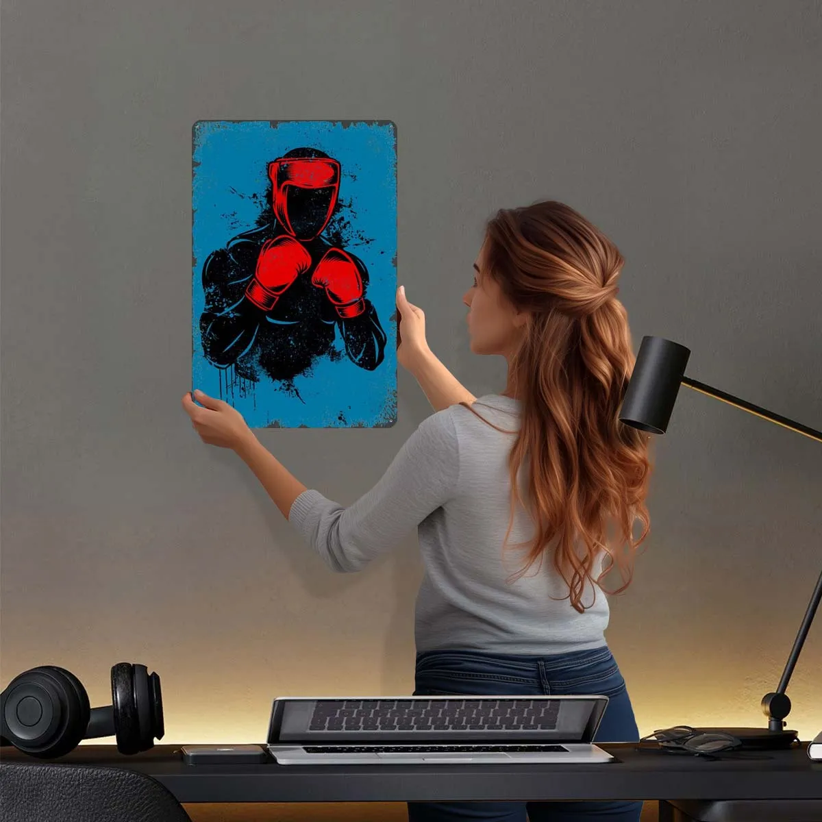 Теневые боксерские перчатки-боксеры спортивный металлический плакат