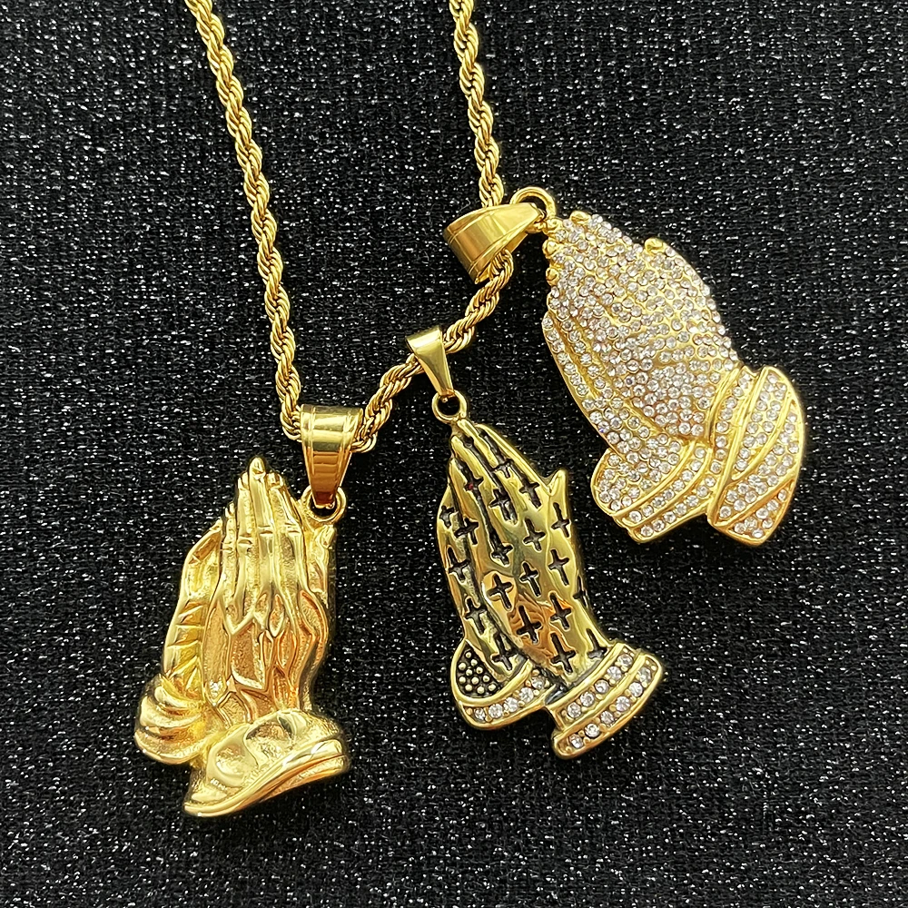 Цепочка с подвеской молитвенная рука Будда для мужчин ювелирное изделие на удачу