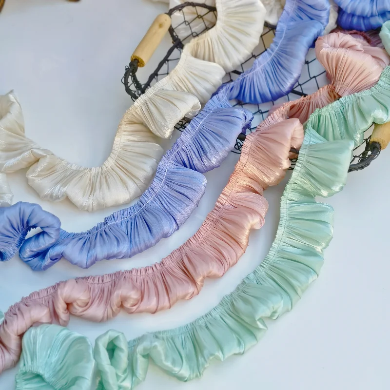 

3/5CM Wide Pleated Lace for Needlework and Handicrafts Even Dress Bow Doll Clothes Sewing Accessories Fabric Ribbons for Crafts