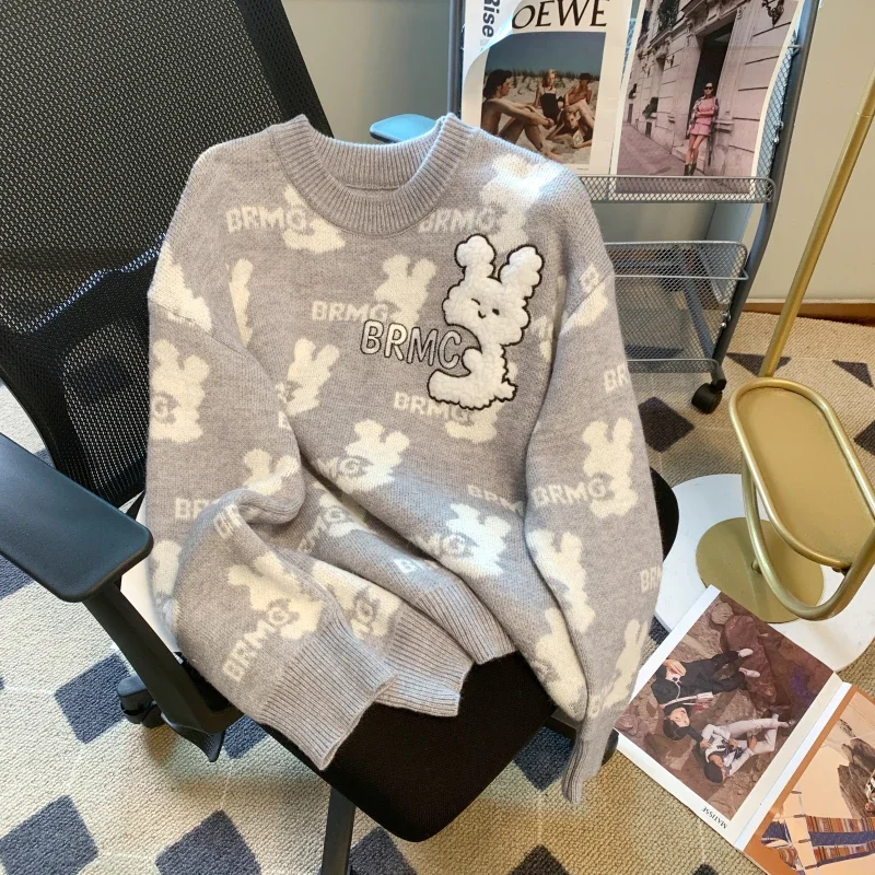 Новинка 2024 осенне-зимний женский повседневный свободный пуловер свитер высокого