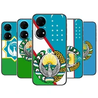 uzbekistan national flag phone case for huawei p50 p40 p30 p20 10 9 8 lite e pro plus black etui coque painting hoesjes comic fa