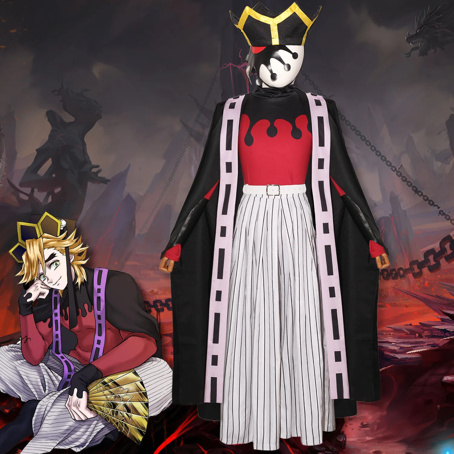 Anime Devil Killer cosplay Doma Douma costume set Kimetsu No Yaiba Halloween men and women kimono