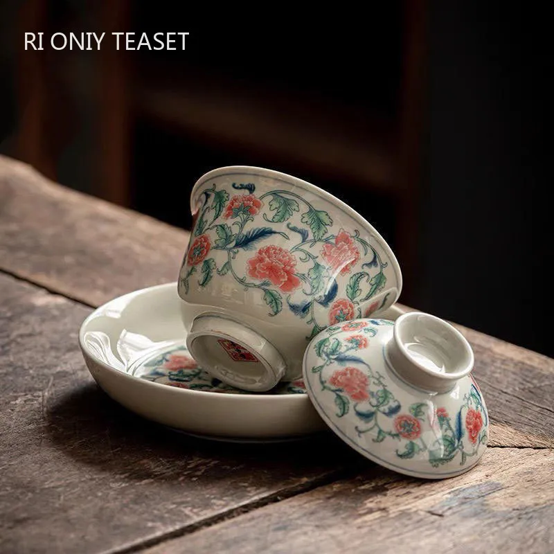 

Китайская винтажная сине-белая чайная чашка Gaiwan ручной работы, 140 мл, чайная чашка, ручная роспись, цветы, чайная чаша, фарфоровый чайный набор