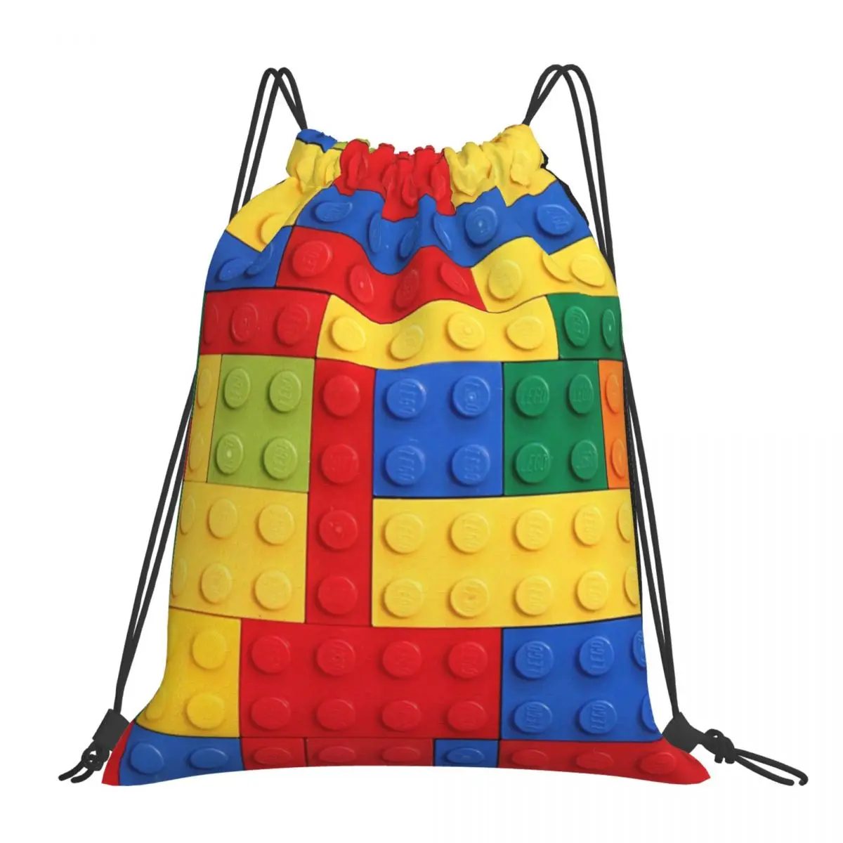 

Colorful Bricks Design Backpacks Casual Portable Drawstring Bags Drawstring Bundle Pocket Sports Bag Book Bags For Man Woman