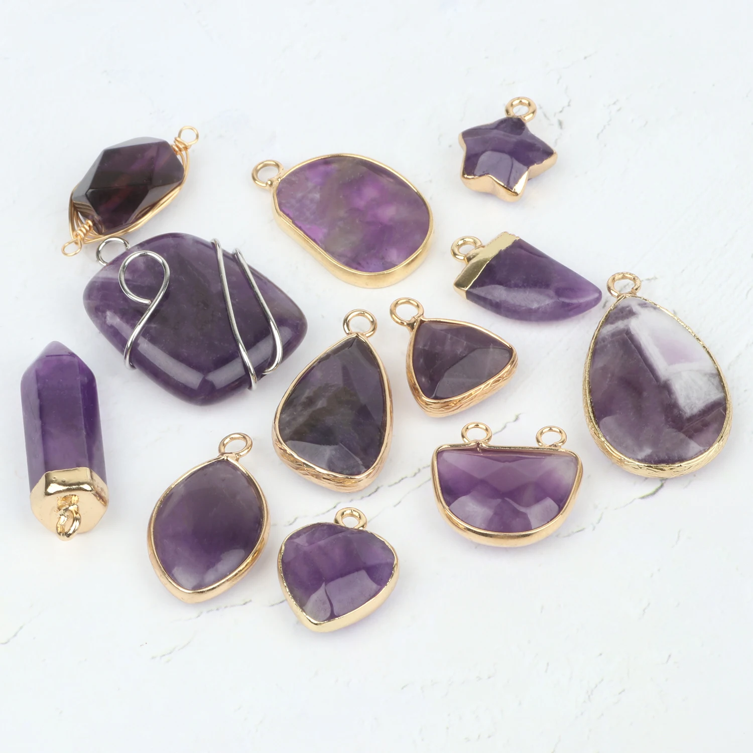 1 шт. натуральный камень фиолетовый кристалл кулон для женщин и мужчин лечебные