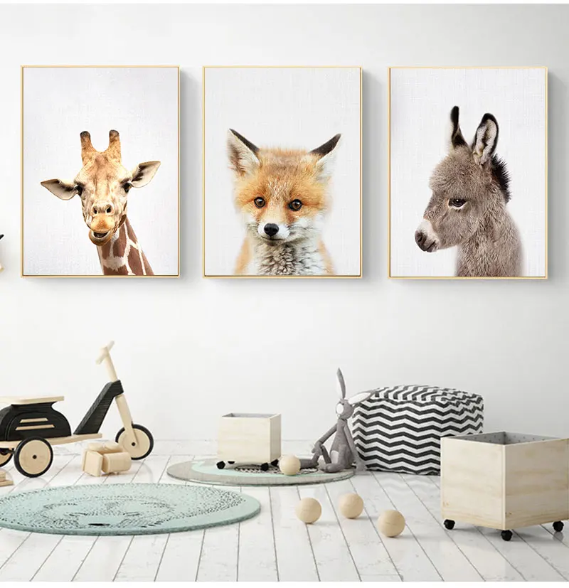 

Nursery Wall Art Picture Print Forest Animal Painting Nordic Kid Baby Bedroom Decor Giraffe Bunny Elephant Canvas Child Poster