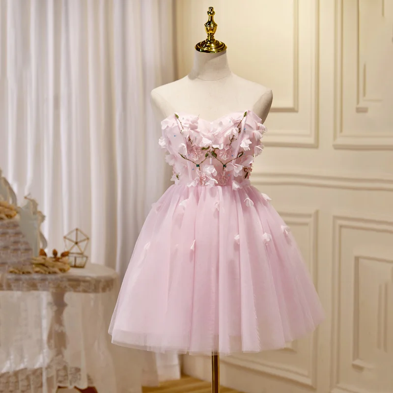 

Женское вечернее платье без бретелек, розовое ТРАПЕЦИЕВИДНОЕ платье из тюля, без рукавов, с цветочным принтом, модель B2459
