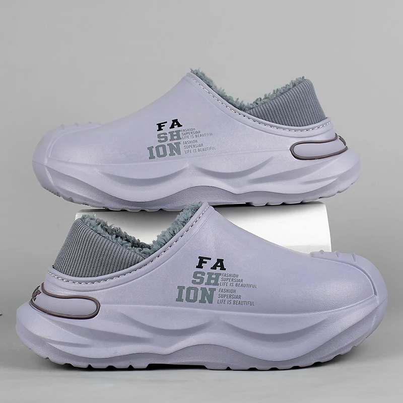 Мужские и женские зимние тапочки водонепроницаемые домашние теплые плюшевые