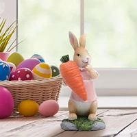 easter rabbit ornaments party supplies bunny holding eggs carrot sculpture crafts cute mini decorative rabbit gift decoration