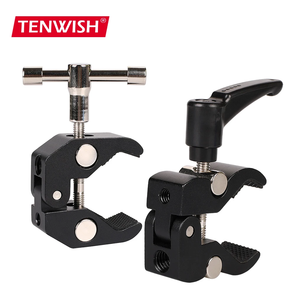 

Metal Super Clamp with 1/4"-20 3/8"-16 Screw Threaded Hole for Croosbar LED Light Moniter Tripod Stand Photographic Accessories