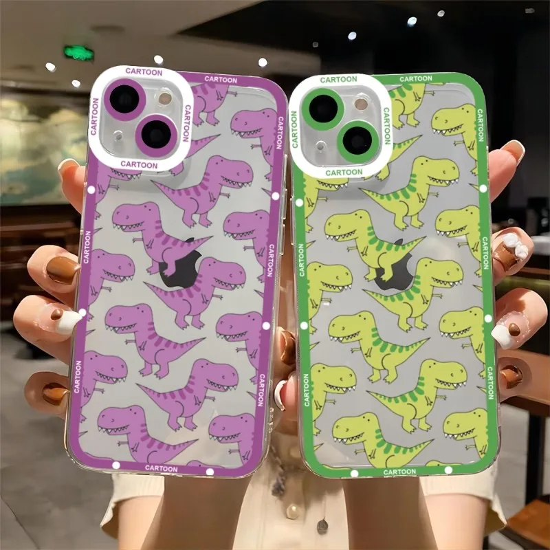 

Чехол для телефона с мультипликационным динозавром для IPhone 14ProMax 13 14 12 11 Pro Max Mini, прозрачные чехлы, мягкий чехол