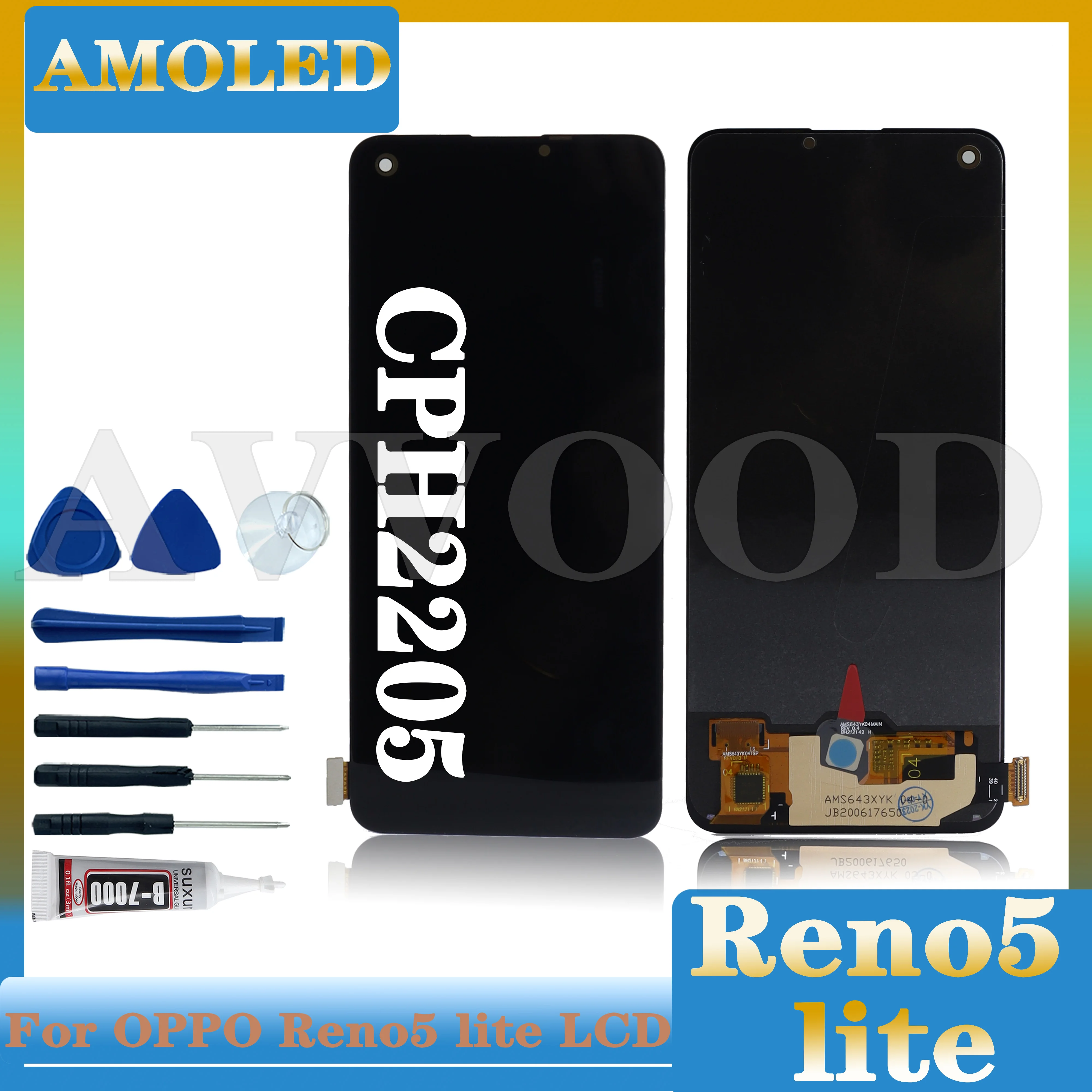 ЖК-дисплей AMOLED для OPPO Reno5 Lite, сенсорный экран, дигитайзер, запасные части для Reno 5 Lite CPH2205, дисплей