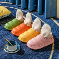 winter plush warm slippers men light soft women cotton shoes thick platform home flat slippers indoor waterproof plush slippers