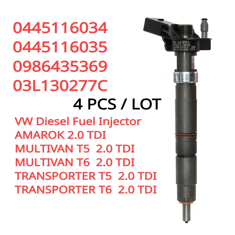 4 шт. новая топливная форсунка 0445116035 0445116034 03Л 130277 C для VW T5 T6 AMAROK Multivan Transporter 2.0 TDI Bo-Sch