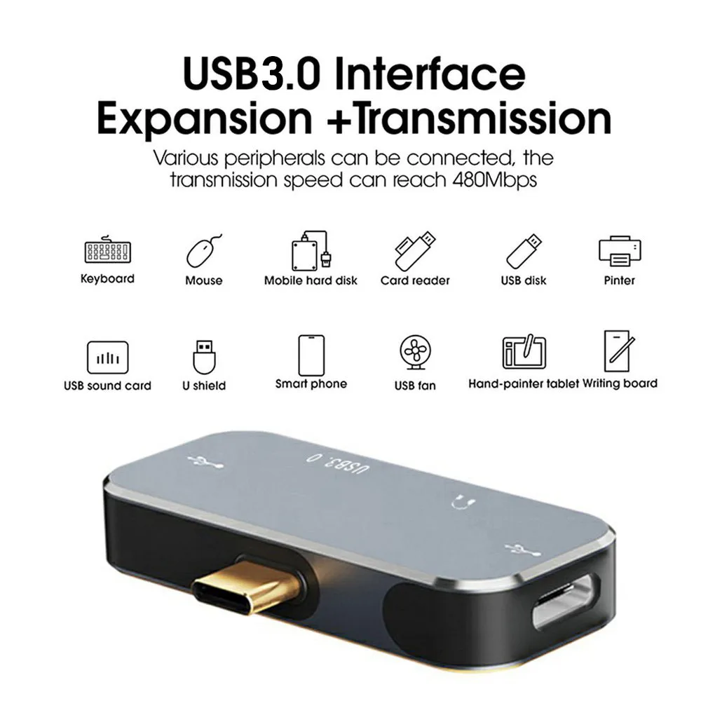 

USB C Hub 4 Ports Type C to USB 3.0 Hub Splitter Adapter for MacBook Pro iPad Pro Samsung Galaxy Note 10 S10 USB Hub