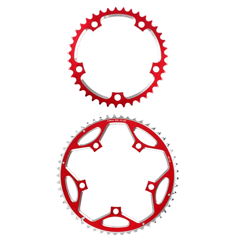 

New Hot WEST BIKING Road Bike Chainwheel Folding 130 BCD Round Narrow Wide Sprockets 39T/53T AL6061 Bicycle Chainring