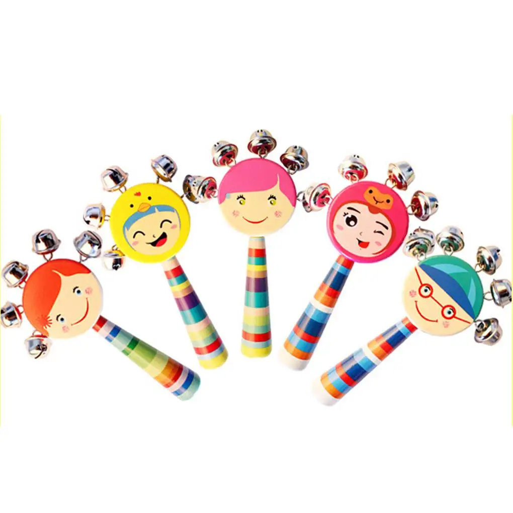 

Детская улыбающаяся голова, натуральные деревянные ручные колокольчики, погремушки, образовательные кольца, игрушки для детей/детей, случа...