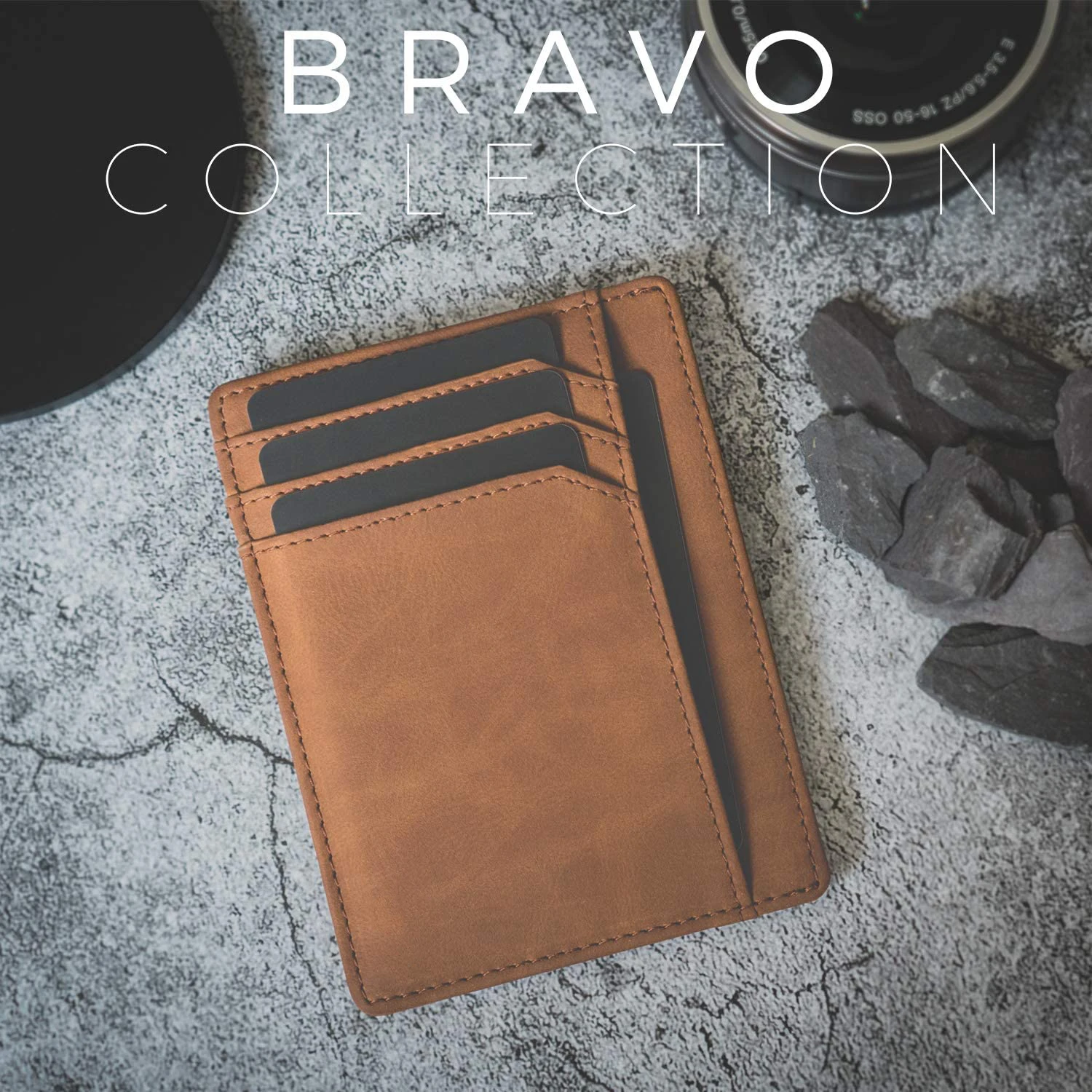 Кошелек мужской тонкий с RFID-блокировкой и отделением для монет на молнии - купить