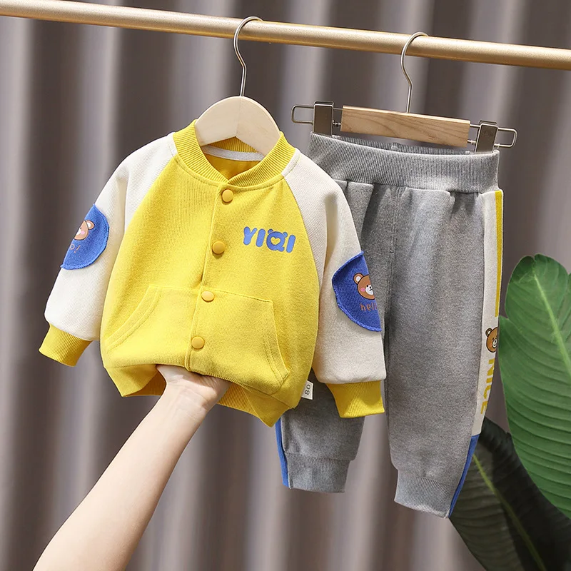 

Детский спортивный костюм из двух предметов, хлопковая куртка и штаны, на возраст от 1 до 5 лет, комплект одежды для мальчиков на весну и осень, 2023