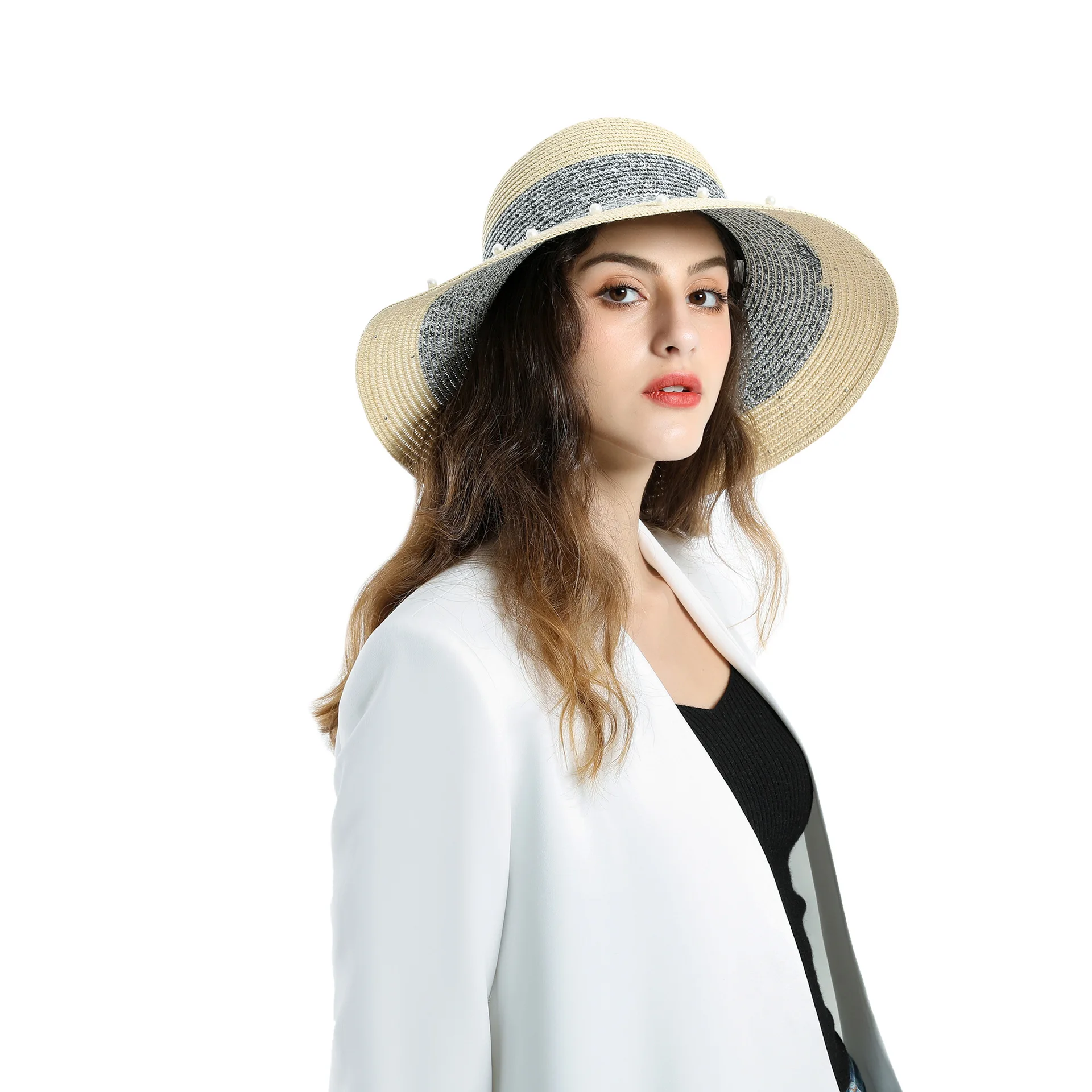 

Шляпа соломенная Складная женская, Пляжная Панама с широкими полями для отдыха, элегантная солнцезащитная Кепка, аксессуар для весны и лета