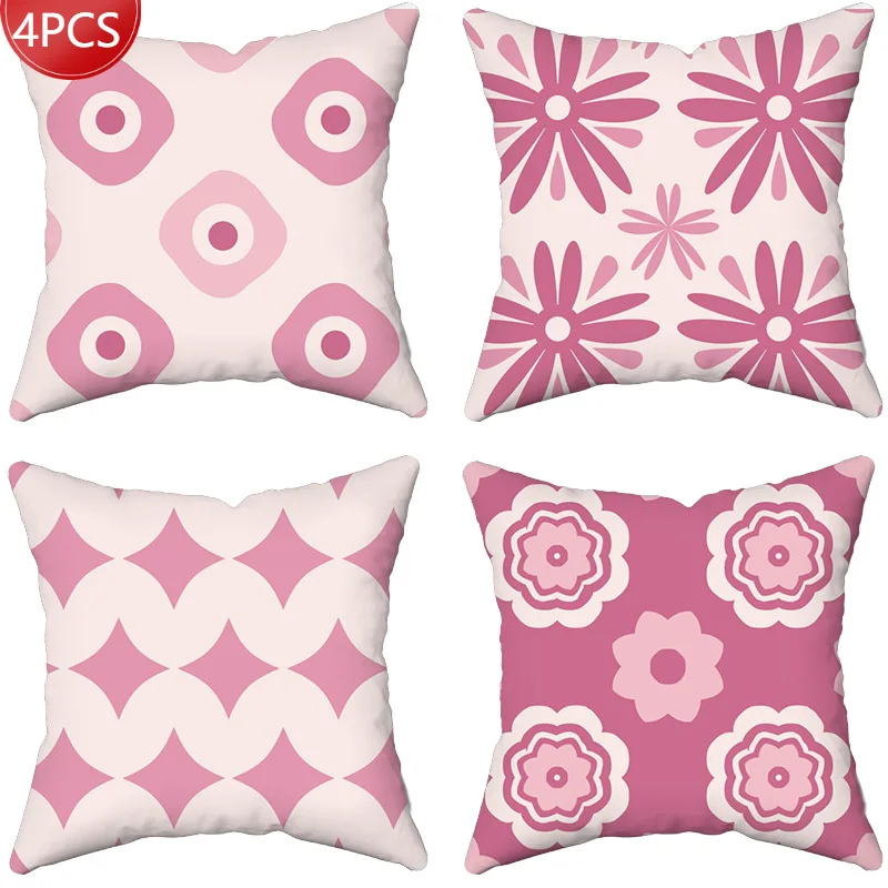 

Pink Decorative Pillows Case Flower Plant Leaf Leaves Fall Decor Pillowcase Cushion Cover for Girl Living Room Home Decoration
