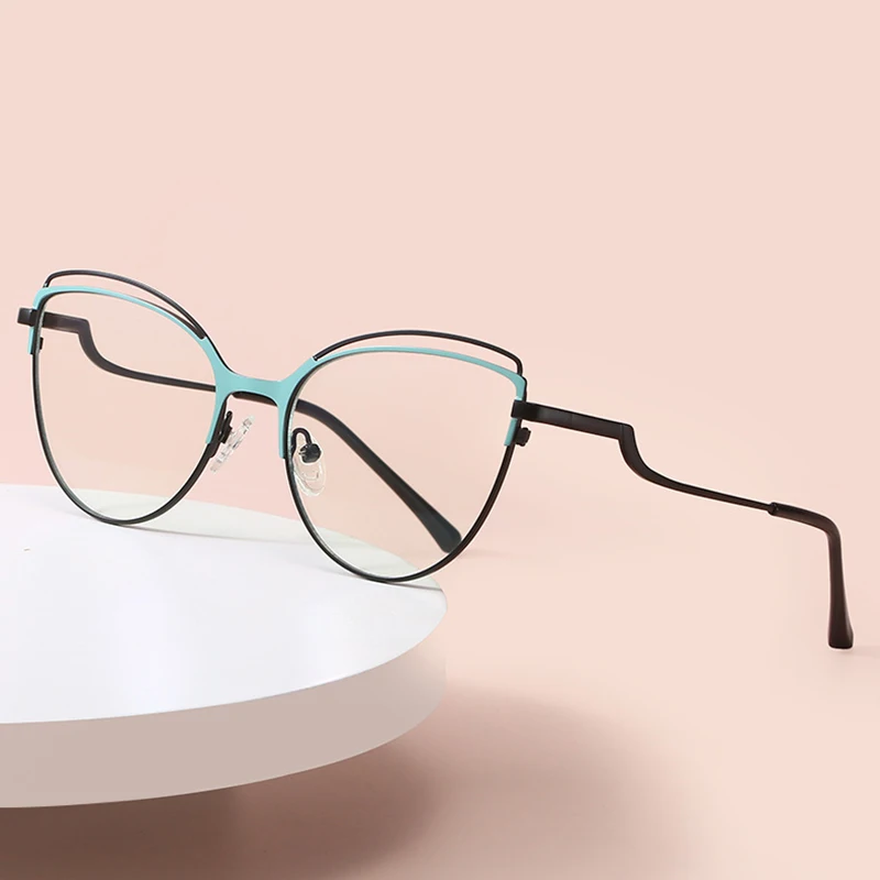 

Blue Light Blocking Glasses Frame for Women Prescription Eyewear New 2022 Woman Cat Eye Alloy Fashion Style Eyeglasses Spectacle