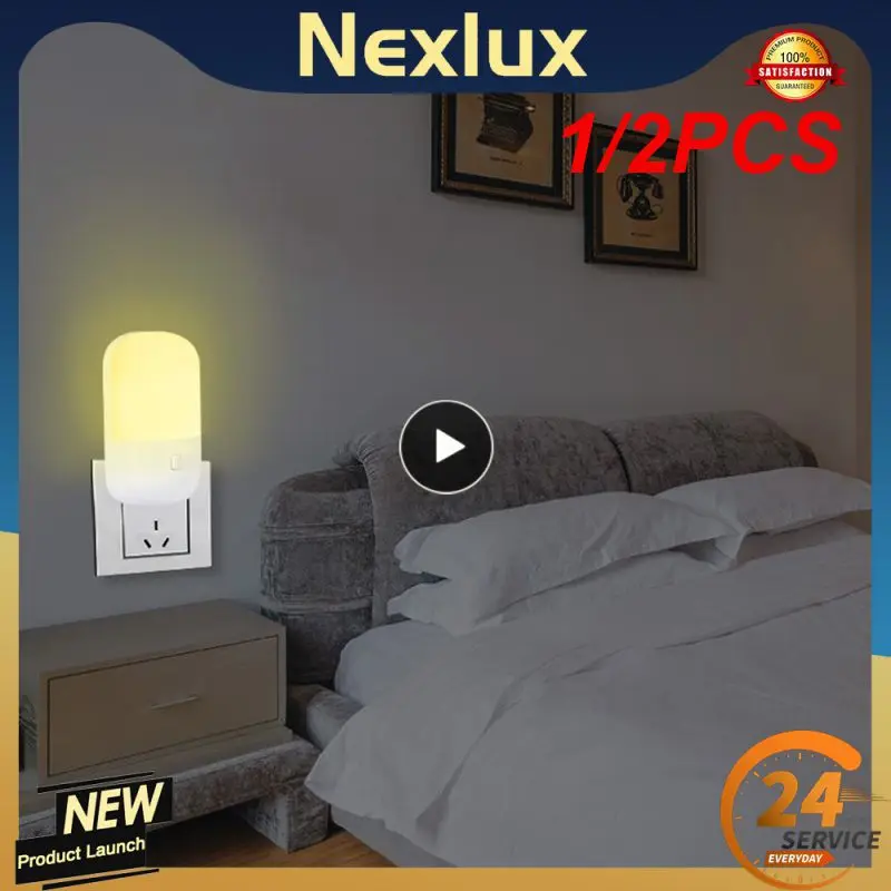 

1/2PCS LED Night Light EU/US Plug-in Switch Lamp Nightlight Energy Saving Bedside Lamp For Children Bedroom Hallway Stairs Decor