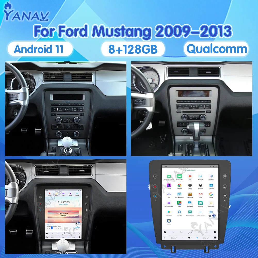 

Автомобильный мультимедийный плеер на Android 11 для Ford Mustang 2009-2013, автомобильное радио, GPS-навигация, беспроводное стерео головное устройство ...