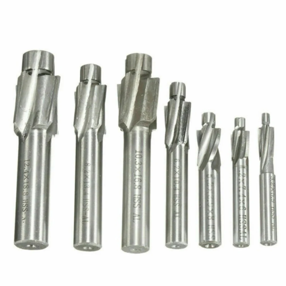 7Pcs HSS-AL Super Hard High Steel Counterbore End Mill M3-M12 Pilot Slotting Tool Milling Cutter Countersink Mills | Инструменты