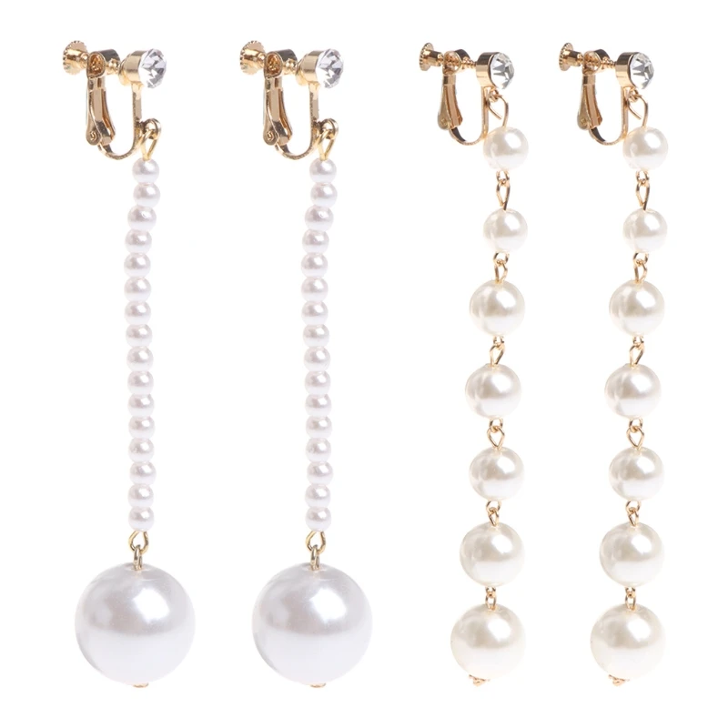 

Simulated Pearl Long Tassel Earrings Unique Pendant Jewelry for Daily Wear