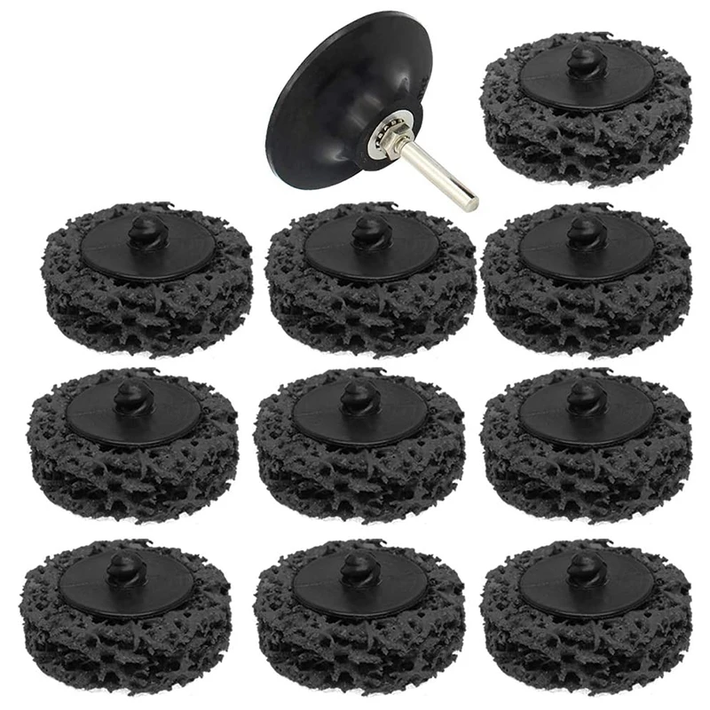 

Retail 2 Inch Cleaning & Stripping Quick Change Sanding Disc Remove Paint Rust And Oxidation 10Pcs Disc + 1Pcs Disc Pad Holder