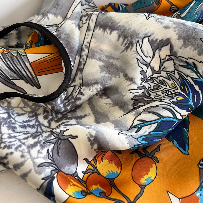 2024 Новый шелковый шарф 110x110 см роскошный брендовый дизайнерский женский модный