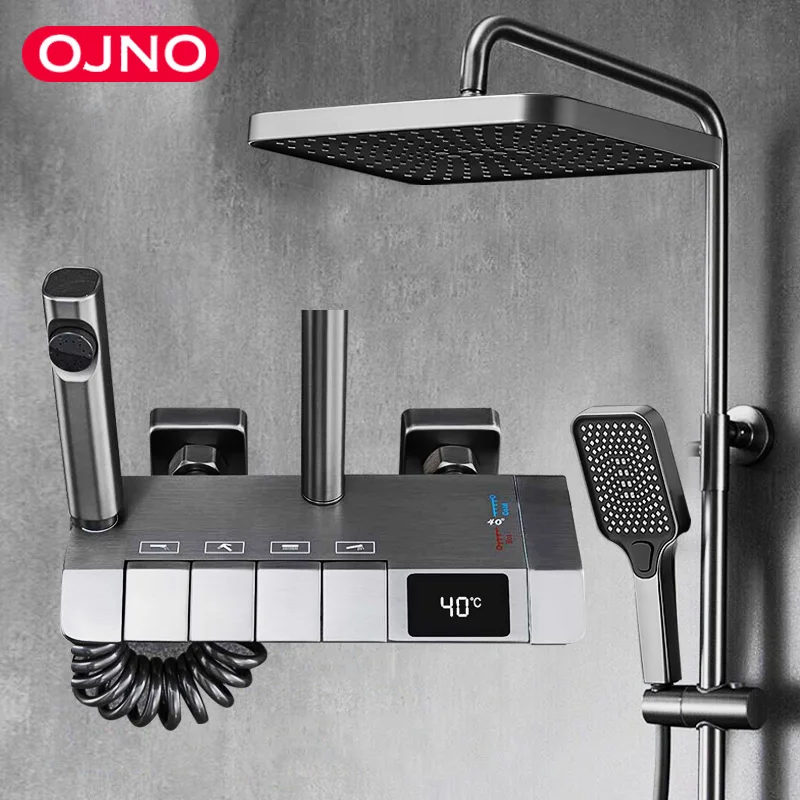 Серый цифровой душевой Термостатический смеситель для душа Душевая система с