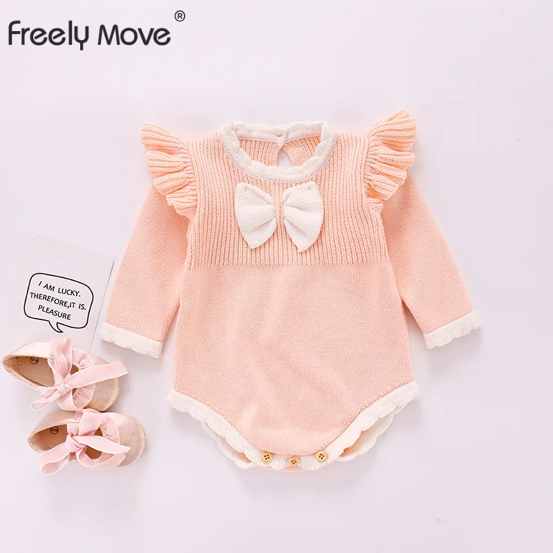 

Freely Move Baby Girl Clothes Baby Romper Infant Bodysuit Fly Sleeve Knit Newborn Girl Jumpsuit Toddler Kids One Piece Clothing