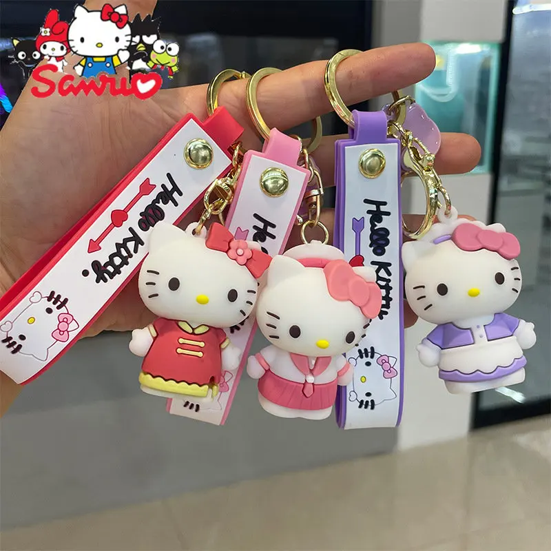 

New Arrival Cartoon Sanrio Hello Kitty KT Cat Keychain Pendant Bag Accessories Gift Doll Keyring Anime Figures Hanging Jewelry