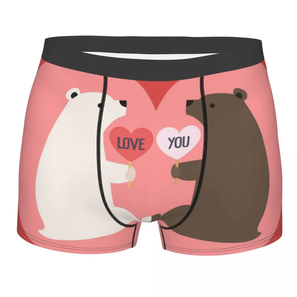 Mens Boxer Sexy Underwear Bears Hold Hearts With The Inscription I Love You Underpants Male Panties Pouch Short Pants