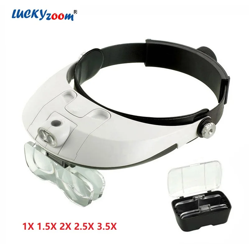 

Headband Hat Type 1X 1.5X 2X 2.5X 3.5X LED Glasses Magnifier Lamp Illuminated Magnifying Glass LED Magnifier Loupe Free Shipping