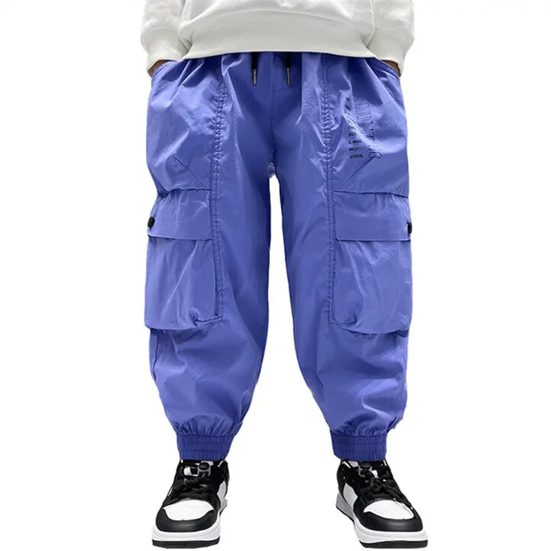 

Fashion Blue Pants for Boys Korean Hot Sales Clothes Summer New Arrivals Cargo Pants with Pocket School Children Sport Trousers
