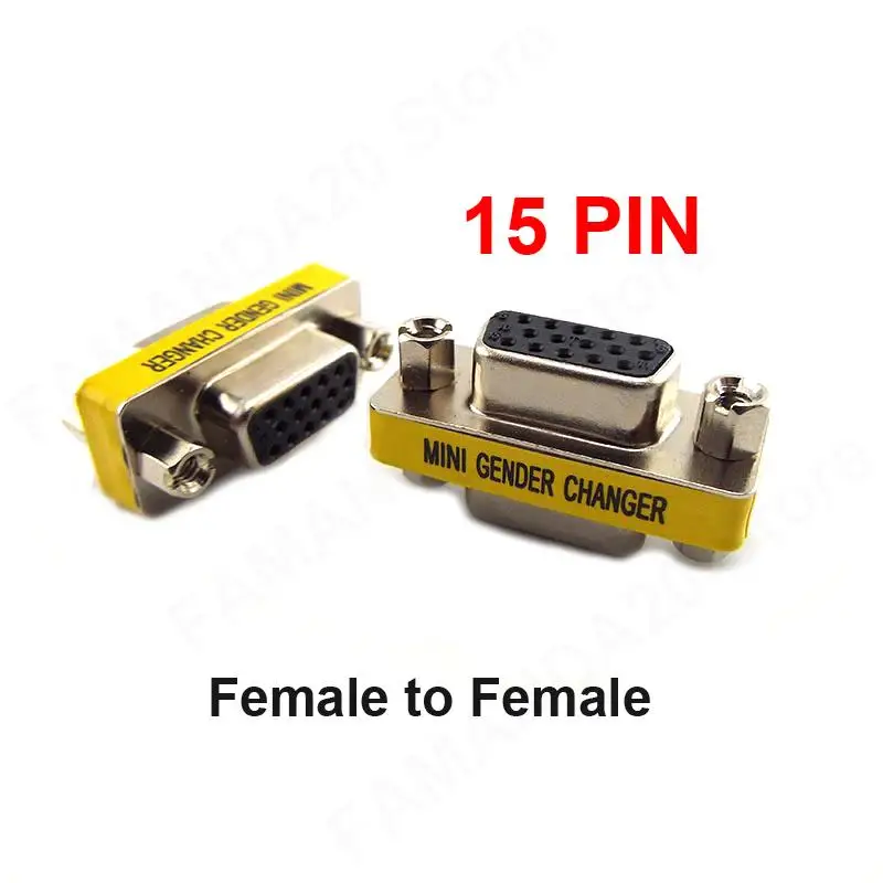 

1pcs 15pin VGA / SVGA Female to Female double F to F Cable Gender Changer Adapter F/F Extender Connector Joint Serial Port M20