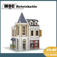 creative music shop broadcasting station hot selling street view model moc modular house model blocks diy educational toys gifts