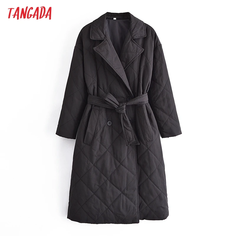 

Tangada Women High Quality Oversize Long Parkas With Slash 2021 Winter Zipper Pockets Female Warm Elegant Coat QN235