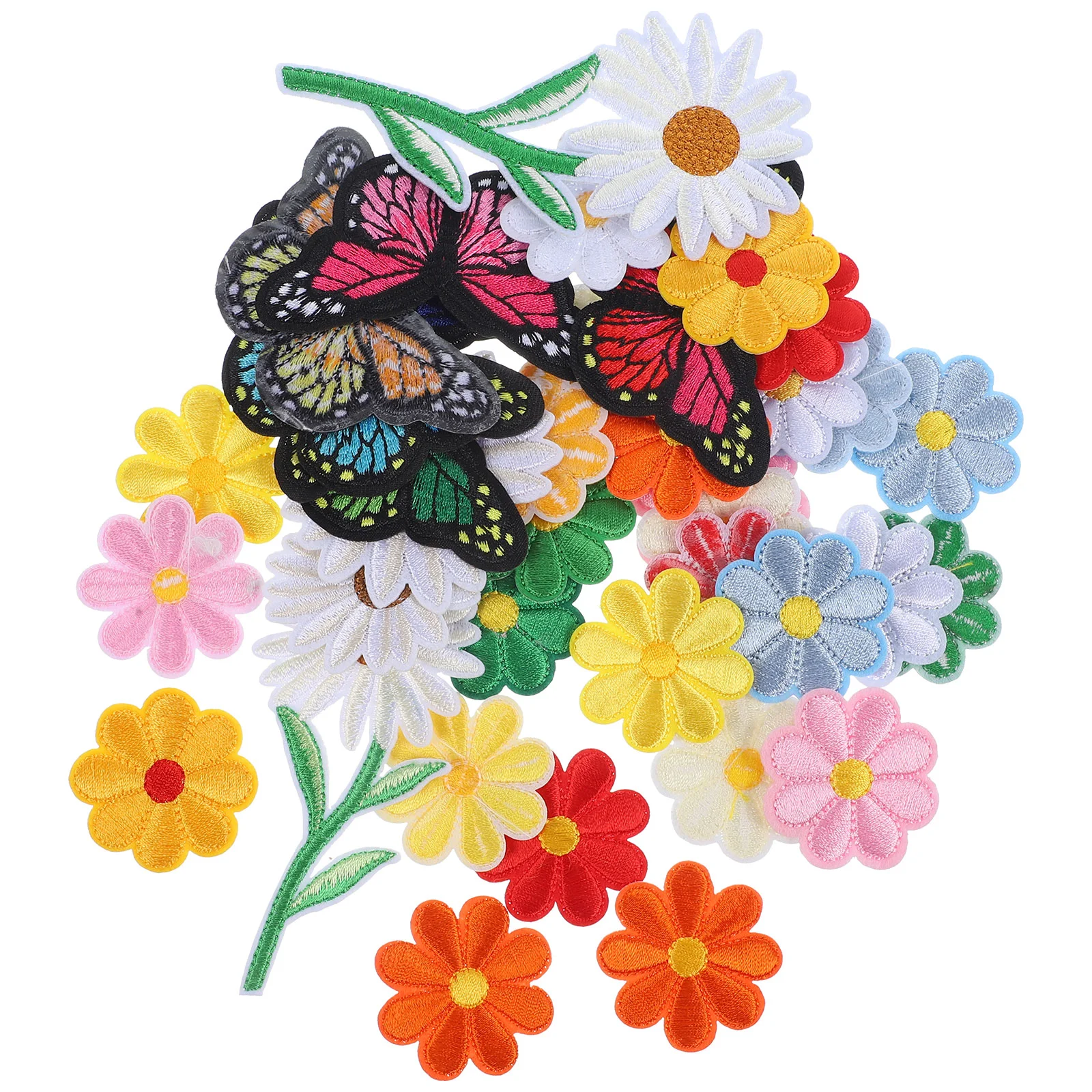 

39 Pcs Embroidered Cloth Patch Jeans Pants Patches Holes Daisy Sew Polyester Iron Vintage Clothing Repairing Small Clothes