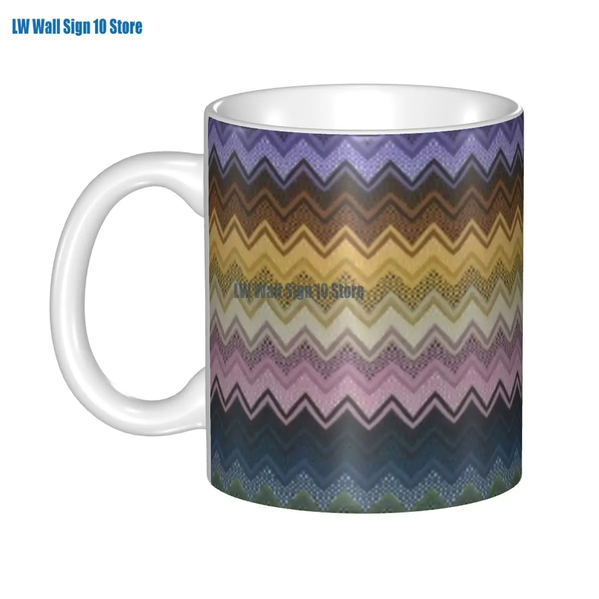 

DIY Abstract Zigzag Camouflage Ceramic Mugs Personalized Bohemian Geometric Coffee Cups Creative Gift