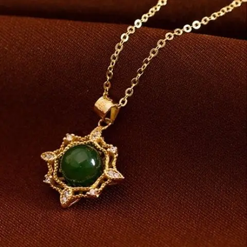 

Ожерелье с подвеской из натуральной яшмы, инкрустированное серебром, нишевое дизайнерское элегантное романтичное женское Брендовое ювели...