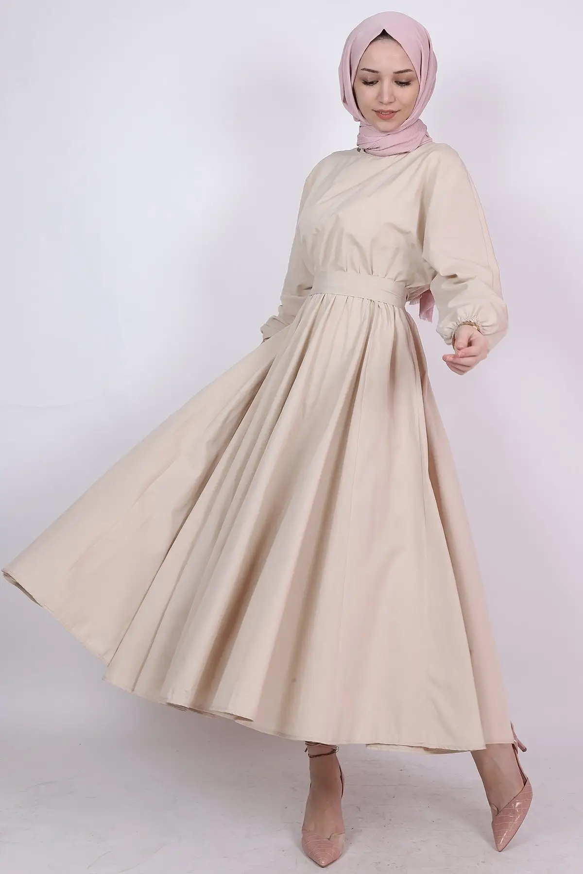 Сезонная ткань из тенсела, прочный мягкий драпированный хиджаб, кремовое платье, абайя, мусульманский, Дубай, Малайзия, арабское элегантное