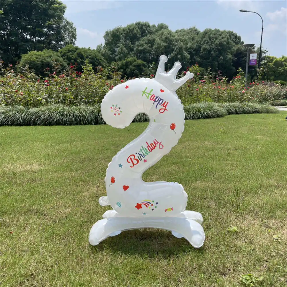 

1pcs 32Inch White Number Standing Balloon Digital Number Balloons Crown Wedding Anniversary Birthday Party Baby Shower Decor