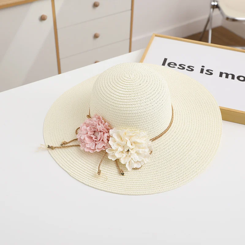 

001 New summer floppy wide brim sun hat Women Straw hat Cap Outdoor holiday Lady beach Casual floral Panama hat