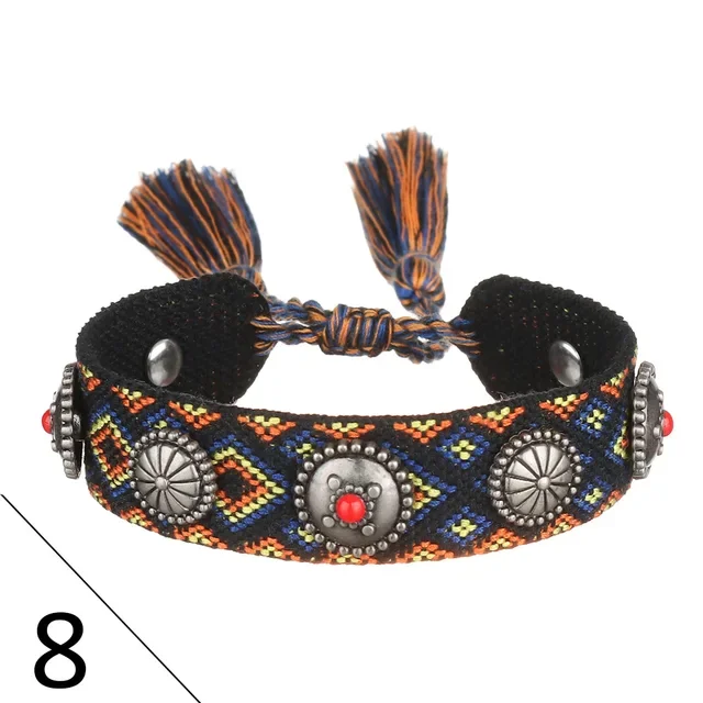 Заклепки из сплава ручная работа Ретро Бохо плетение Регулируемая веревочная